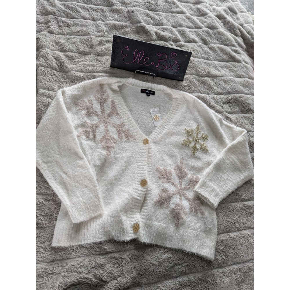 NWT 33 Degrees White/Gold Winter Theme Sweater 1X